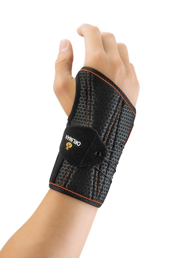 SUPORTE DE PUNHO CURTO SEMI-RÍGIDO COM TALA PALMAR-DORSAL DE AMARRAÇÃO RÁPIDA